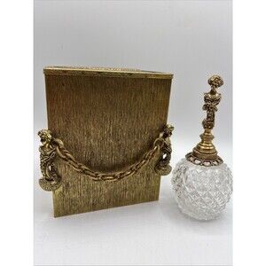 Vintage Hollywood Regency Tissue Box Holder W/ Matching Perfume